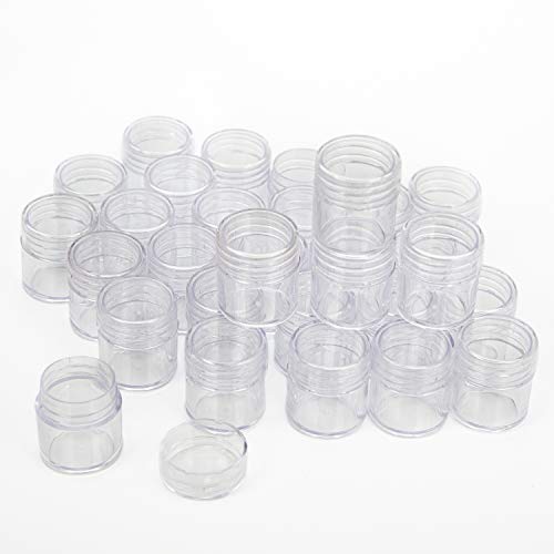 The Beadsmith Personality Case - Clear Storage Organizer Box, 6.4 x 5.4 x 1.25 inches - Includes 30 Small Containers with lids – 1 x 1.1 inches, Bead Holder