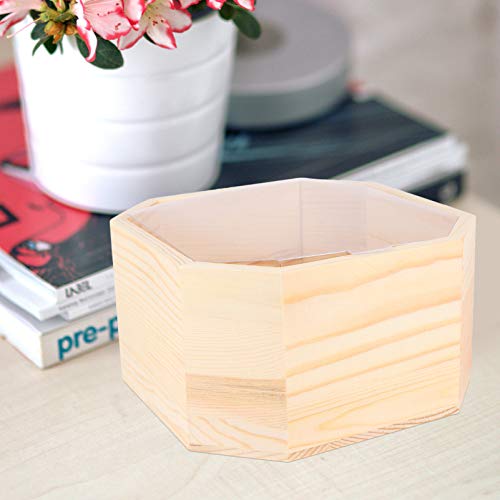 Cabilock Unfinished Wooden Box Rustic Wood Octagon Storage Organizer Container Craft Box for DIY Craft Collectibles Home Venue Desktop Drawer Decor Succulent Pot S