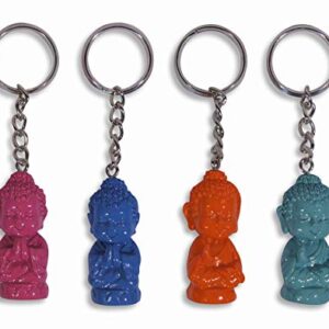 Buddha Keychain Key Ring Assorted Happy Praying Blessing (Set of 4)