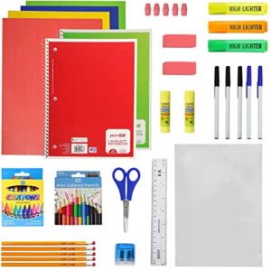 Moda West 17 Inch Bulk Backpacks with 52 Piece Wholesale School Supply Kits in 8 Assorted Styles - Case of 8 Pack Bundle