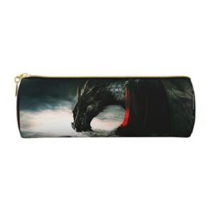 dragon pencil case pen pouch cylinder small carrying box for women adult with smooth zipper simple durable lightweight for office organizer storage bag
