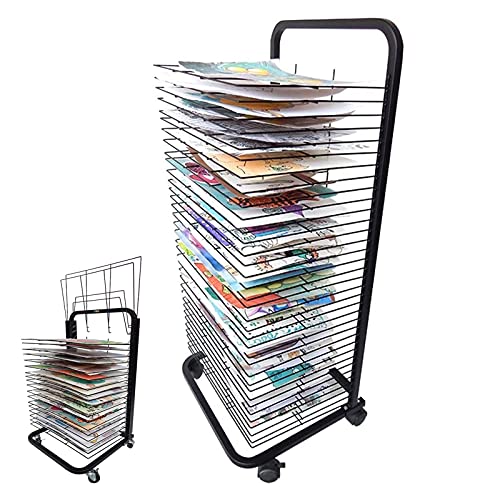 YSCMX Drying Rack, Mobile Classrooms Drying Rack with Wire Shelves for Works of Art Studios and Home Use, Black Powder Coated Finish (Size : 35-Layer)