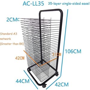 YSCMX Drying Rack, Mobile Classrooms Drying Rack with Wire Shelves for Works of Art Studios and Home Use, Black Powder Coated Finish (Size : 35-Layer)