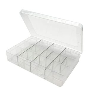 jiumei plastic storage box 14 grids with removable dividers clear small parts organizer box adjustable compartments container for bead jewelry screw sewing