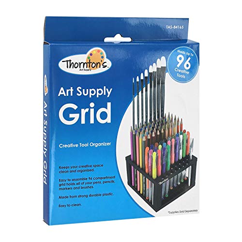 Thornton's Art Supplies Thornton's Art Supply Grid Plastic 96 Capacity Marker Art Brush Storage Stand Holder