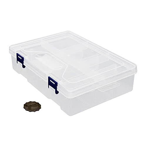 Juvielich Clear Plastic Organizer Box, 8 Grids Storage Container Jewelry Box with Adjustable Dividers, for Beads Art DIY Crafts Jewelry Fishing Tackles 9.06" x 6.3"x 2.36"(LxWxH) 1PC