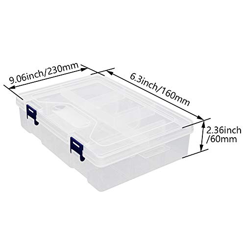 Juvielich Clear Plastic Organizer Box, 8 Grids Storage Container Jewelry Box with Adjustable Dividers, for Beads Art DIY Crafts Jewelry Fishing Tackles 9.06" x 6.3"x 2.36"(LxWxH) 1PC