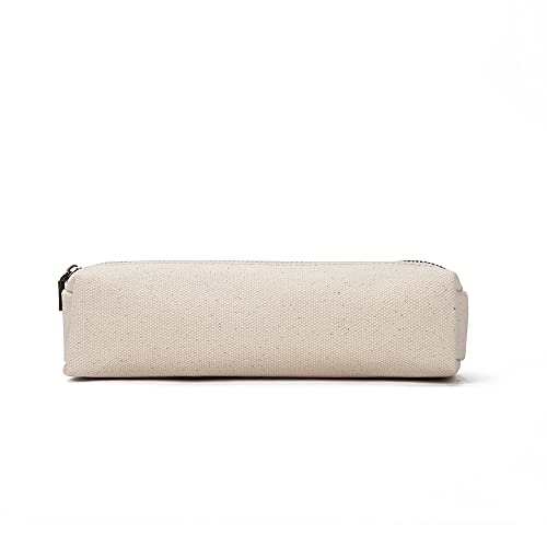 【YONBEN】Canvas pencil case cartuchera para poner boligrafo stationery bag pencil case storage cosmetic bag (Beige, S)