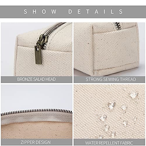 【YONBEN】Canvas pencil case cartuchera para poner boligrafo stationery bag pencil case storage cosmetic bag (Beige, S)