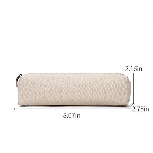 【YONBEN】Canvas pencil case cartuchera para poner boligrafo stationery bag pencil case storage cosmetic bag (Beige, S)