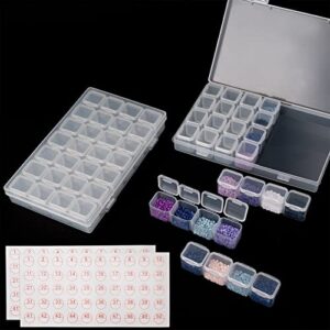 5d diamond painting storage containers,2 packs 28 grids,diamond painting box and100 number label (m-2)