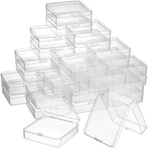 kingrol 30 pack mini clear plastic storage containers with lids, 3.75 x 3.75 x 1.1 inch empty hinged boxes for beads, jewelry, tools, craft supplies, flossers, fishing