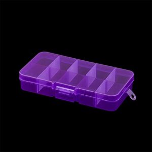 plastic rectangle multifunctional slot adjustable necklace transparent storage box case holder craft organizer beads jewelry container (purple)