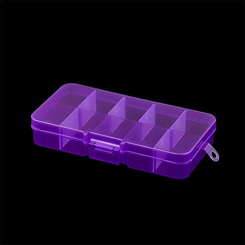 Plastic Rectangle Multifunctional Slot Adjustable Necklace Transparent Storage Box Case Holder Craft Organizer Beads Jewelry Container (Purple)