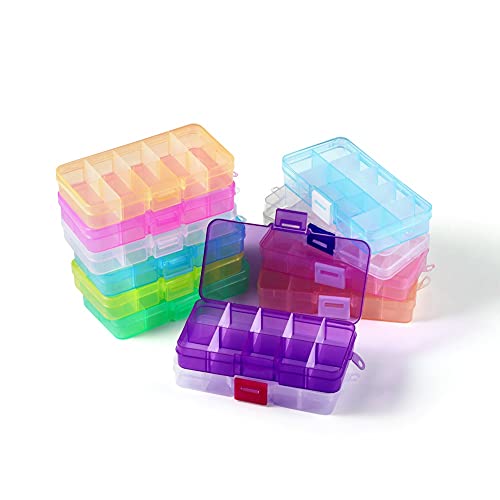 Plastic Rectangle Multifunctional Slot Adjustable Necklace Transparent Storage Box Case Holder Craft Organizer Beads Jewelry Container (Purple)