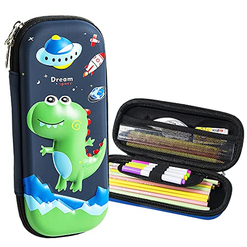 FITATHER Pencil Case, Large Capacity Pencil Pouch with 3D Stereo Cartoon Pattern, Multi-Functional EVA Cute Pencil Pen Bag Aesthetic School Supplies Office Organizer for Teens Boys Girls Adults(Blue)