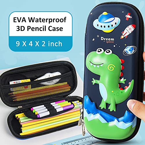 FITATHER Pencil Case, Large Capacity Pencil Pouch with 3D Stereo Cartoon Pattern, Multi-Functional EVA Cute Pencil Pen Bag Aesthetic School Supplies Office Organizer for Teens Boys Girls Adults(Blue)