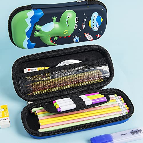 FITATHER Pencil Case, Large Capacity Pencil Pouch with 3D Stereo Cartoon Pattern, Multi-Functional EVA Cute Pencil Pen Bag Aesthetic School Supplies Office Organizer for Teens Boys Girls Adults(Blue)