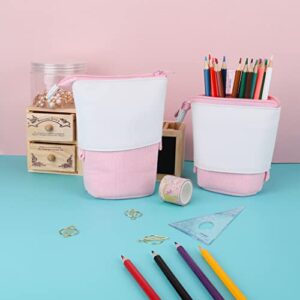 Oyachic Stand up Pencil Case Standing Pencil Holder Transformer Pencil Pouch Telescopic Pen Bag Cute Makeup Bag Cosmetic Organizer Bag Stationery Box for Women (Pink)