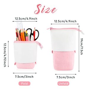 Oyachic Stand up Pencil Case Standing Pencil Holder Transformer Pencil Pouch Telescopic Pen Bag Cute Makeup Bag Cosmetic Organizer Bag Stationery Box for Women (Pink)