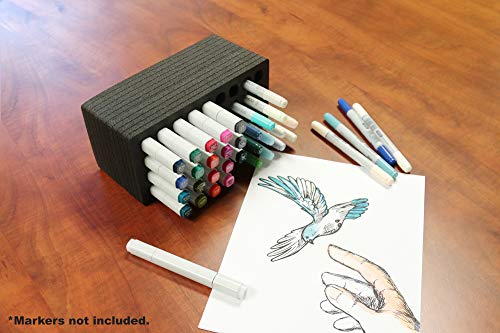 Polar Whale 4 Art Marker Storage Tray Organizers Pen Pencil Brush Storage Design Stand Supply Horizontal Storage Non-Scratch Non-Rattle Washable Compatible with Copic and More Each Holds 36