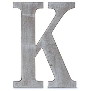 the lucky clover trading k wood block, 14″ l, charcoal grey wall letter, gray