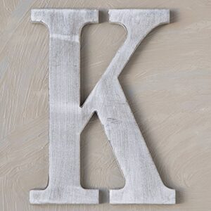 The Lucky Clover Trading K Wood Block, 14" L, Charcoal Grey Wall Letter, Gray