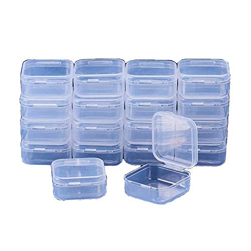 Gofypel Clear Plastic Jewerly Box Mini Square Storage Containers Box for Tiny Beads Jewerly Findings Earplugs 50 PCS