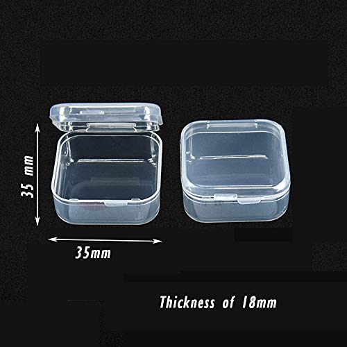 Gofypel Clear Plastic Jewerly Box Mini Square Storage Containers Box for Tiny Beads Jewerly Findings Earplugs 50 PCS