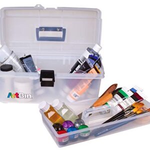 ArtBin 6966AB 16 in. Lift-Out Tray Box, Portable Art & Craft Organizer with Handle and Tray, Clear