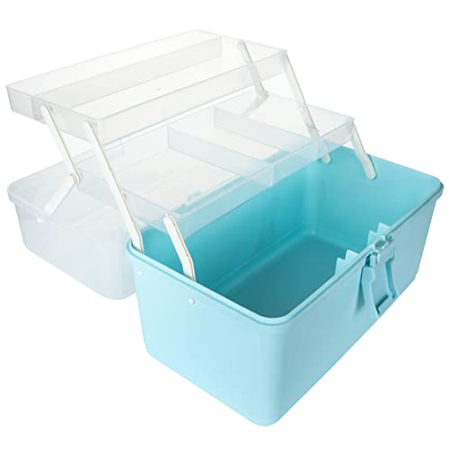 3-Layers Plastic Portable Storage Box with Tray, Craft Supply Box with Handle, Arts and Crafts Case, Sewing Supplies Organizer, Multifunctional Storage Box for Medicine, Perfect for Home Office