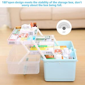 3-Layers Plastic Portable Storage Box with Tray, Craft Supply Box with Handle, Arts and Crafts Case, Sewing Supplies Organizer, Multifunctional Storage Box for Medicine, Perfect for Home Office