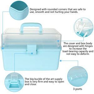 3-Layers Plastic Portable Storage Box with Tray, Craft Supply Box with Handle, Arts and Crafts Case, Sewing Supplies Organizer, Multifunctional Storage Box for Medicine, Perfect for Home Office