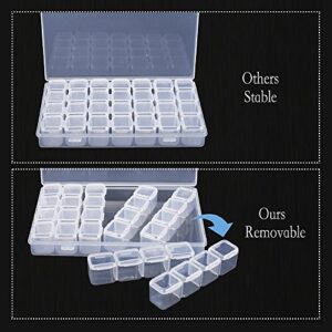 simuer 28Grids Storage Box Organizers, Diamond Embroidery Box Clear Bead Container Painting Jewelry Accessory Container Case 2 Pack