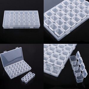 simuer 28Grids Storage Box Organizers, Diamond Embroidery Box Clear Bead Container Painting Jewelry Accessory Container Case 2 Pack