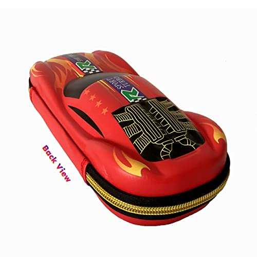 CB Cool Sports Car Pencil Case, Pencil Box for Kids Students Car Lovers, EVA Material Hard-Shell Zipper Case, Big Capacity, Fun Design (Red), 9.13 x 4.41 x 2.4 Inches