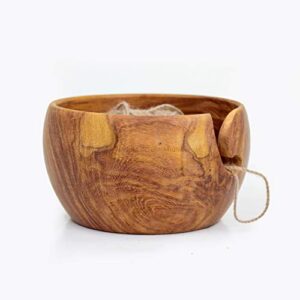 Shedua Mozambique Sanded Wood Yarn Storage Premium Knitting Crochet Wool Bowl | Arts Crafts & Sewing Accessories Bowl by Nagina International (Large)