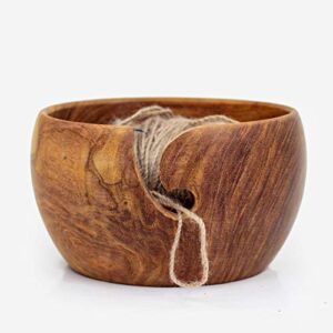 Shedua Mozambique Sanded Wood Yarn Storage Premium Knitting Crochet Wool Bowl | Arts Crafts & Sewing Accessories Bowl by Nagina International (Large)