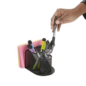 Mind Reader CIRORG2-BLK 2 Pc Mesh Cup, Pen, Pencil, Paperclip, Thumbtack Holder, Office Supplies Storage Organizer, Sticky Notes, Index Cards, Black 2 Slot