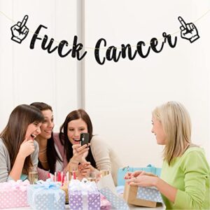 Talorine Fuck Cancer Banner, Cancer Theme Party Decoration, Breast Cancer, Cancer Free Party Supplies (Black Glitter)