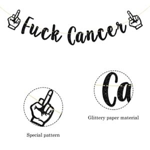 Talorine Fuck Cancer Banner, Cancer Theme Party Decoration, Breast Cancer, Cancer Free Party Supplies (Black Glitter)