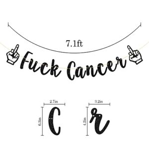 Talorine Fuck Cancer Banner, Cancer Theme Party Decoration, Breast Cancer, Cancer Free Party Supplies (Black Glitter)