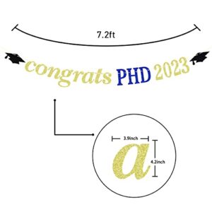 Gold Glitter Congrats PHD 2023 Banner - PHD Graduation Decorations - Congrats Grad, Congratulations PhD Graduation Party Decorations