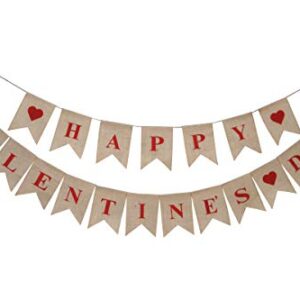 Happy Valentine's Day Banner love Burlap Banner Window And Door Cling Valentine Day Bunting Photo Props Removable valentines day decorations Reusable Heart Banner February Sign