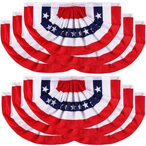 1.5×3 feet american flag bunting outside, 4th of july decorations outdoor – patriotic 4th fourth july bunting banner decorations, usa pleated fan flag, red white blue bunting, half fan banner(10 pcs)