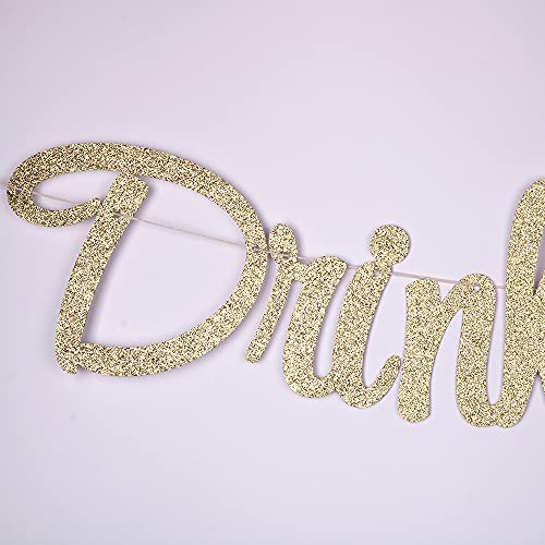 PALASASA Drink Up Beaches Banner- Hawaii Luau Tropical Party Bachelorette Wedding Party Birthday Party Gold Glittery Decoration Supplies (Gold)