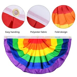 WXJ13 4 PCS Rainbow Pride Bunting Flag 1.5 x 3 Ft Rainbow Gay Pride Pleated Fan Flag Banner Half Fan Banner with Canvas for LGBT Celebration Parade Indoor Outdoor Gay Pride Decoration