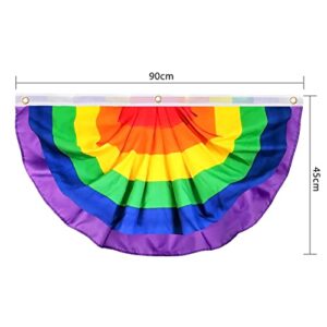 WXJ13 4 PCS Rainbow Pride Bunting Flag 1.5 x 3 Ft Rainbow Gay Pride Pleated Fan Flag Banner Half Fan Banner with Canvas for LGBT Celebration Parade Indoor Outdoor Gay Pride Decoration