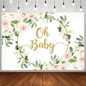 avezano oh baby shower backdrop pink flower baby shower gold dots background girls blush floral baby shower party decorations photo shoot props (7×5)