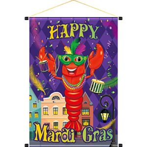 mardi gras door banner, mardi gras house flag 18.5 x 12.59 inch(47×32 cm), mask welcome banner for maridi gras decoration mardi gras garden flag masquerade party mask beads holiday